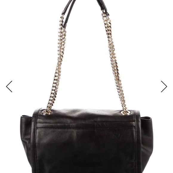 Coach Black Leather Shoulder Bag with Gold Chain